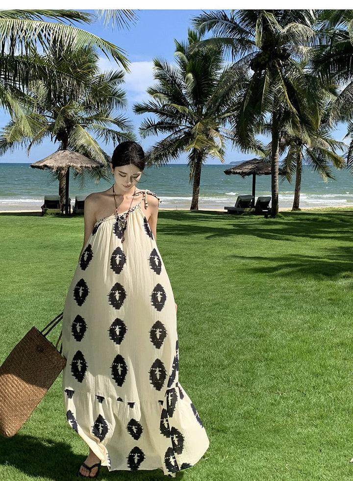 【dress】お洒落旅行レディースプリントワンピース　M16989