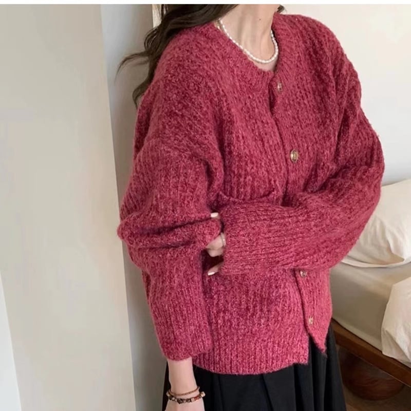 【outer】クルーネックニットカーデ　M18369