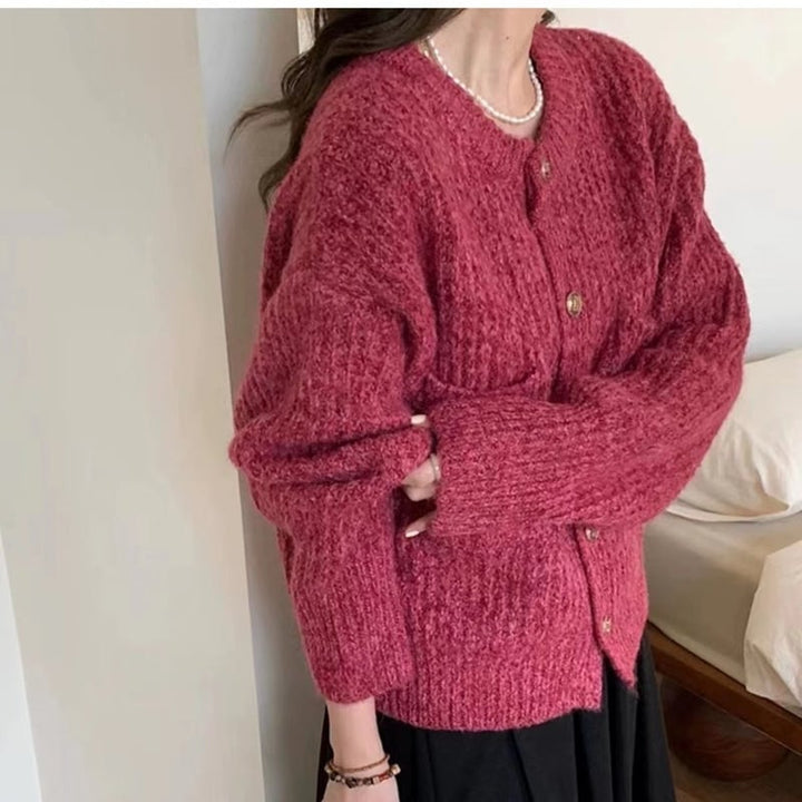 【outer】クルーネックニットカーデ　M18369