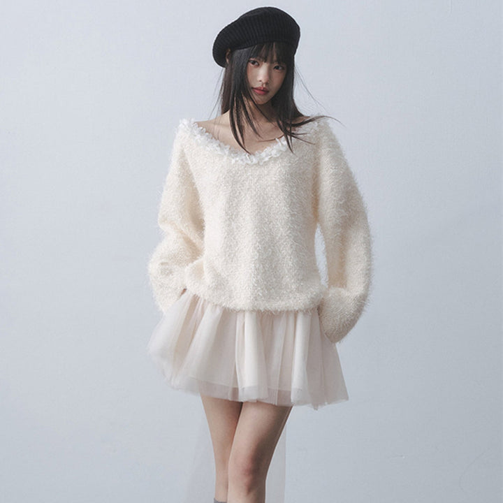 【dress】リボンチュールドッキングミニワンピース　N3522