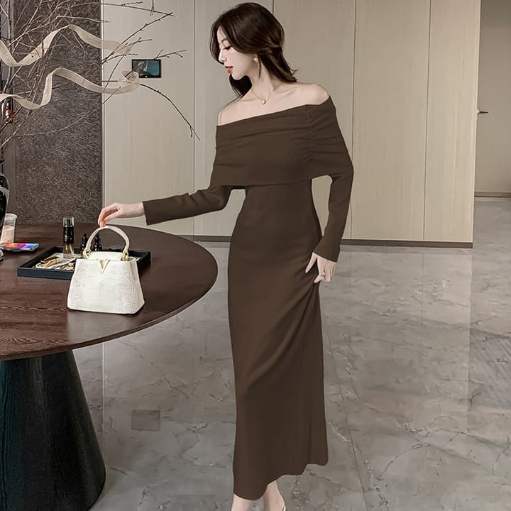 【dress】オフショルダーニットワンピース　M28026