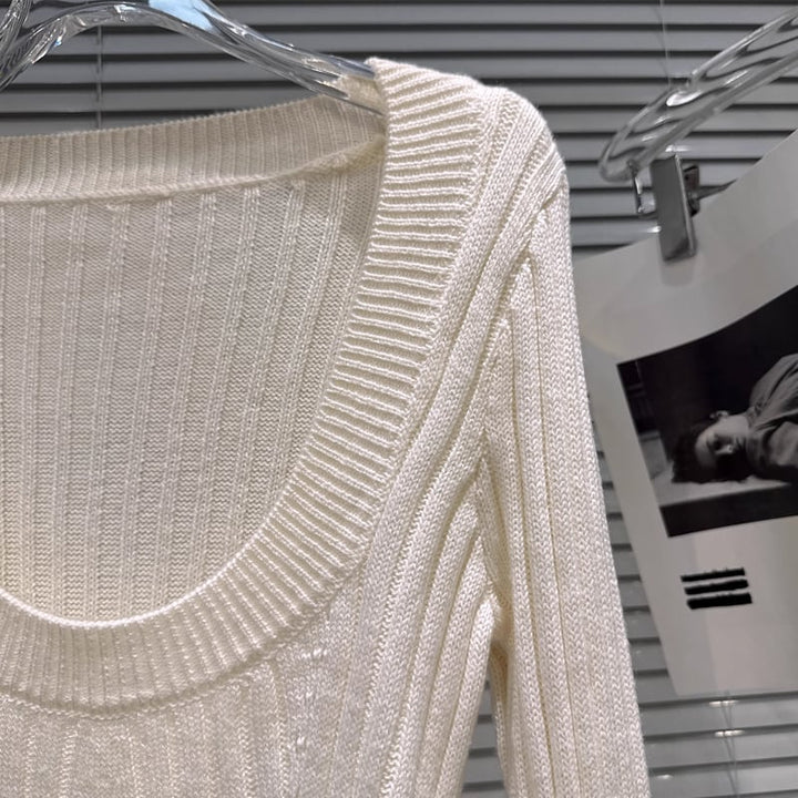【tops】袖ファーニットトップス Q7333