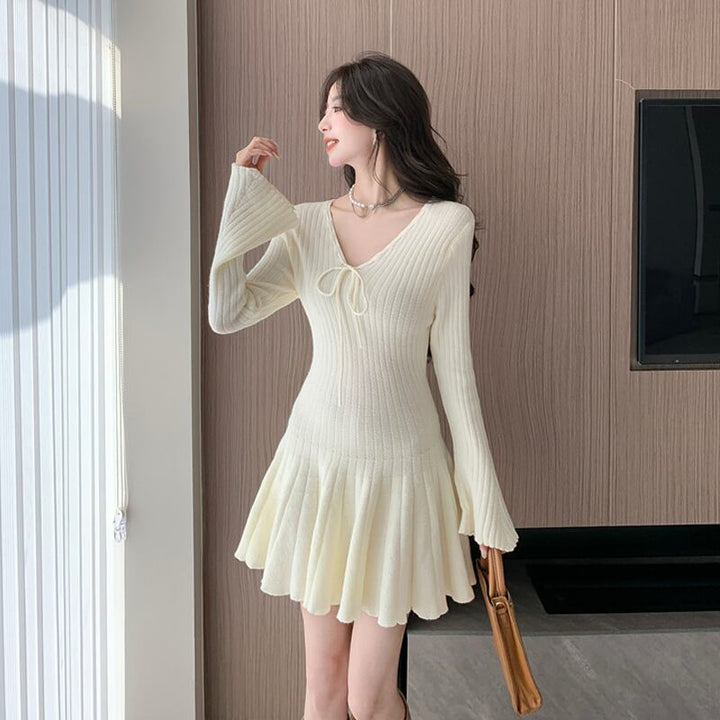 【dress】フレアニットワンピース Q6936