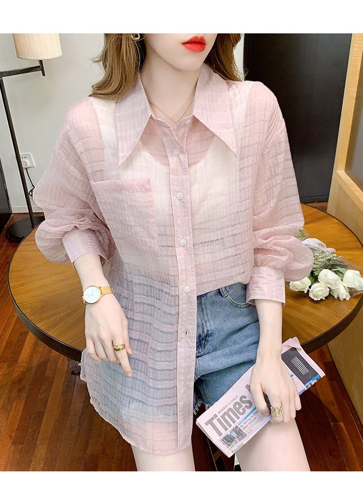 【tops】3色シャツトップス韓国系着心地良いゆったり　M16893