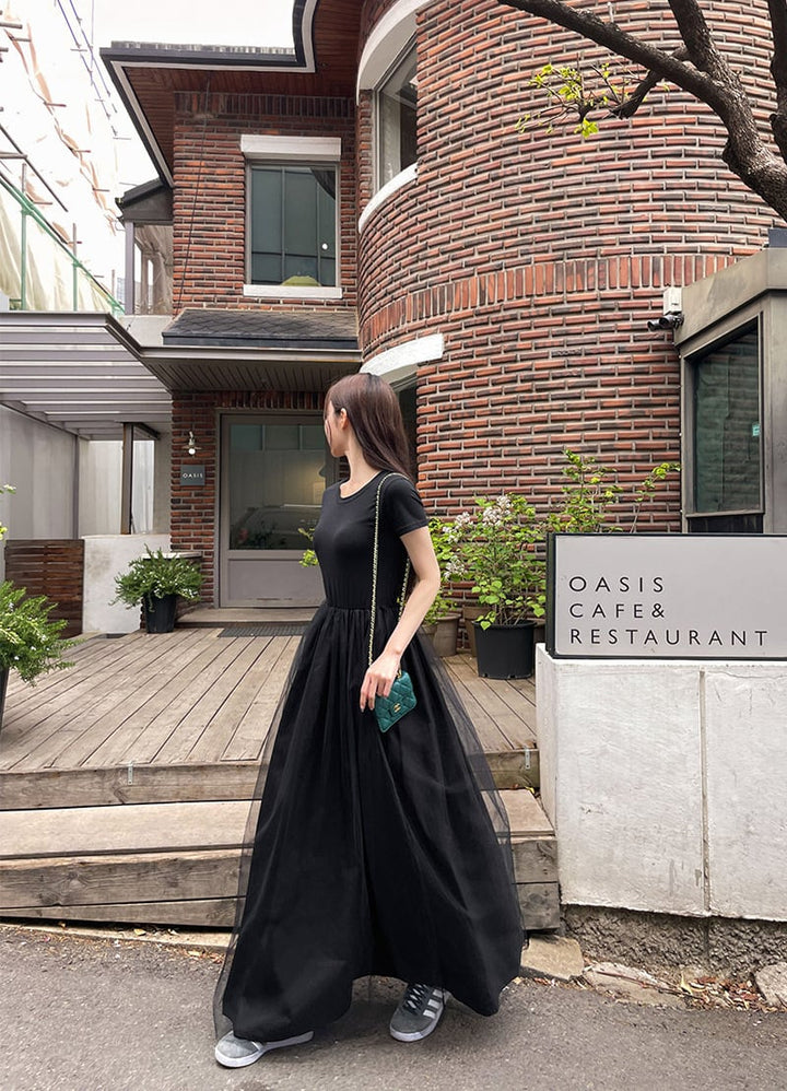 【dress】チュールドッキングワンピース　M24029