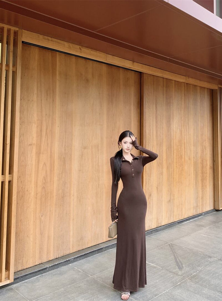 【dress】ロングＶネックワンピース Q7114