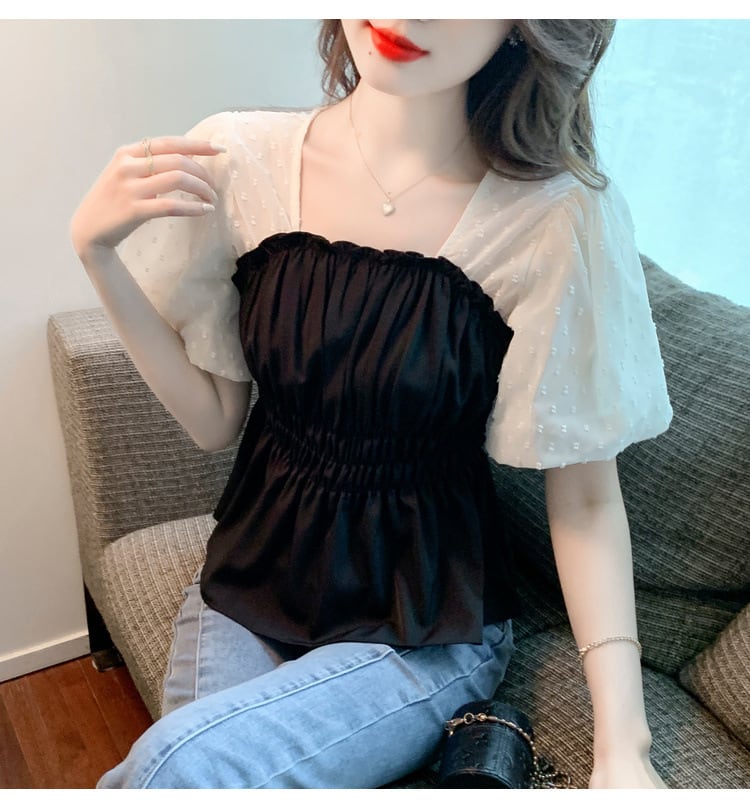 【tops】好感度UPエレガント切り替えトップスオシャレ　M17107
