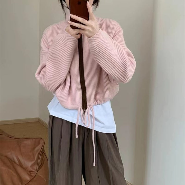 【outer】Wジップハイネックニットカーデ　M18226