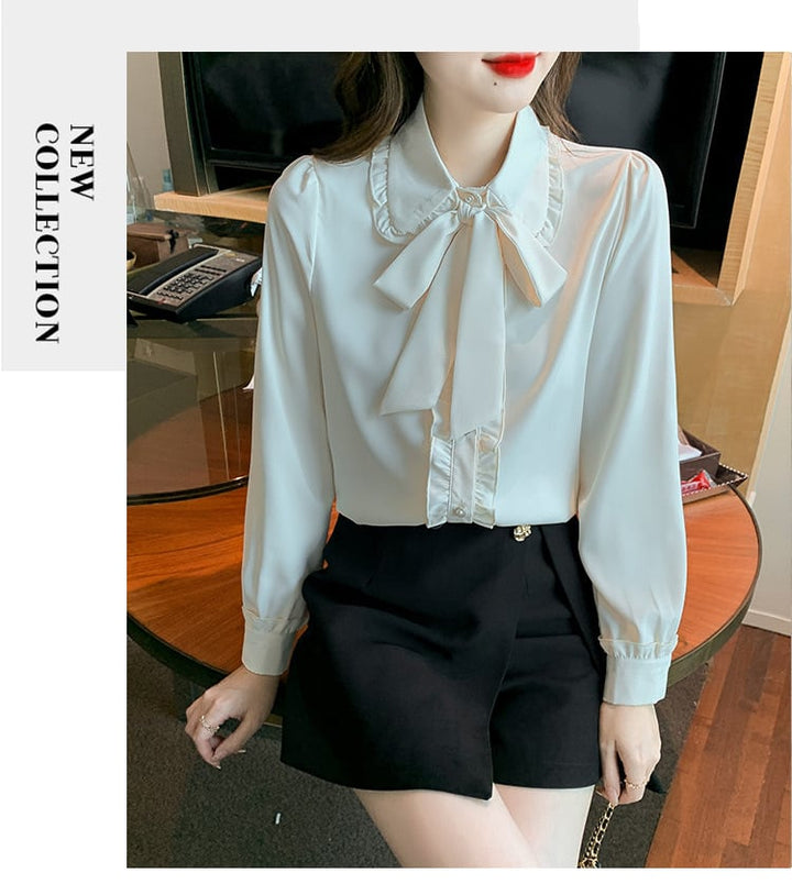 【tops】リボン付きシャツトップス　M28974