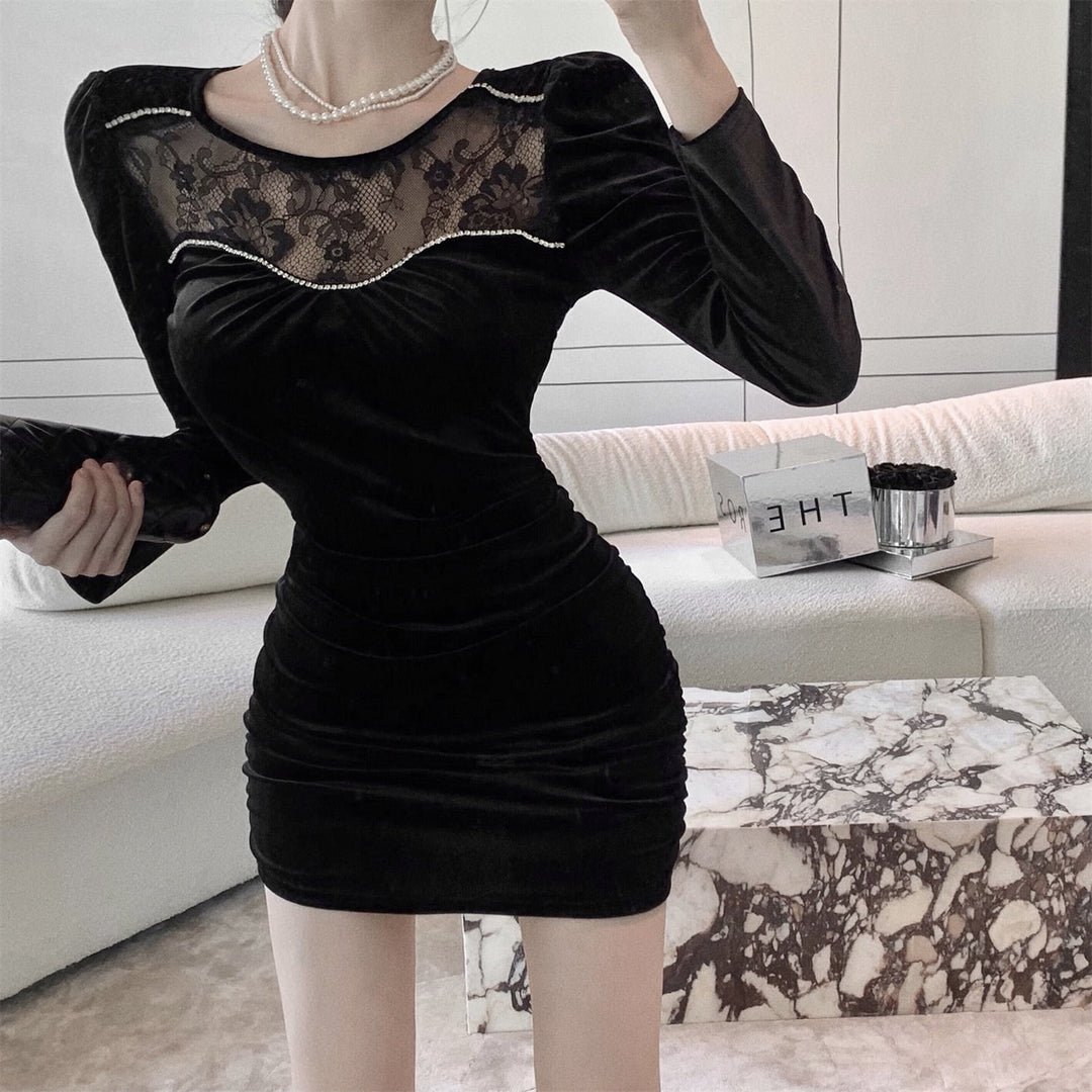【dress】レース切り替えデートワンピース　M26639