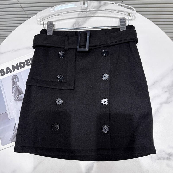 【bottoms】ベルト付きラシャショートパンツ Q7450