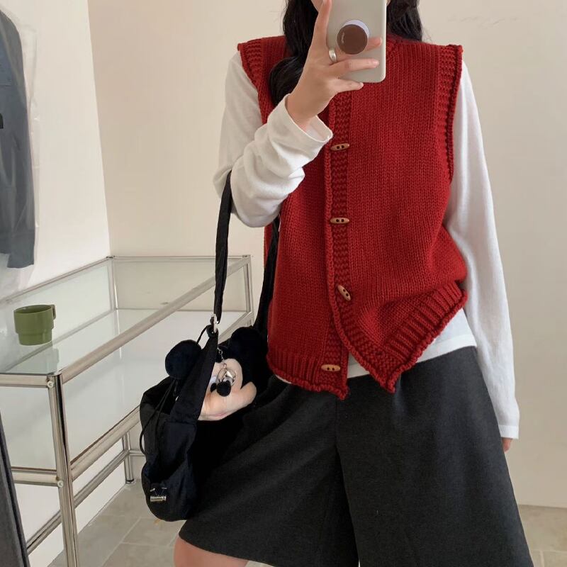 【tops】4色展開ニットベスト Q8062