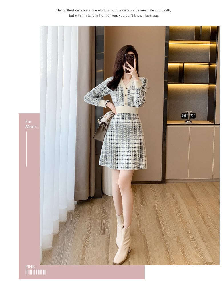 【dress】大人らしい エレガントニットワンピース着瘦せ　M17471