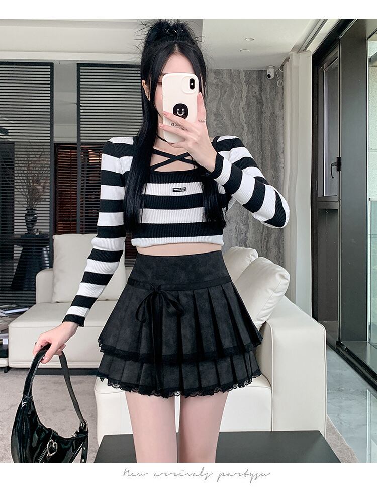 【bottoms】プリーツPUスカート　M27144