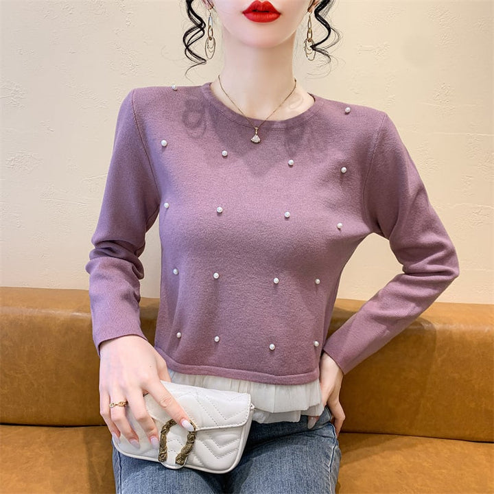 【tops】パールドッキングニットトップス　M28572
