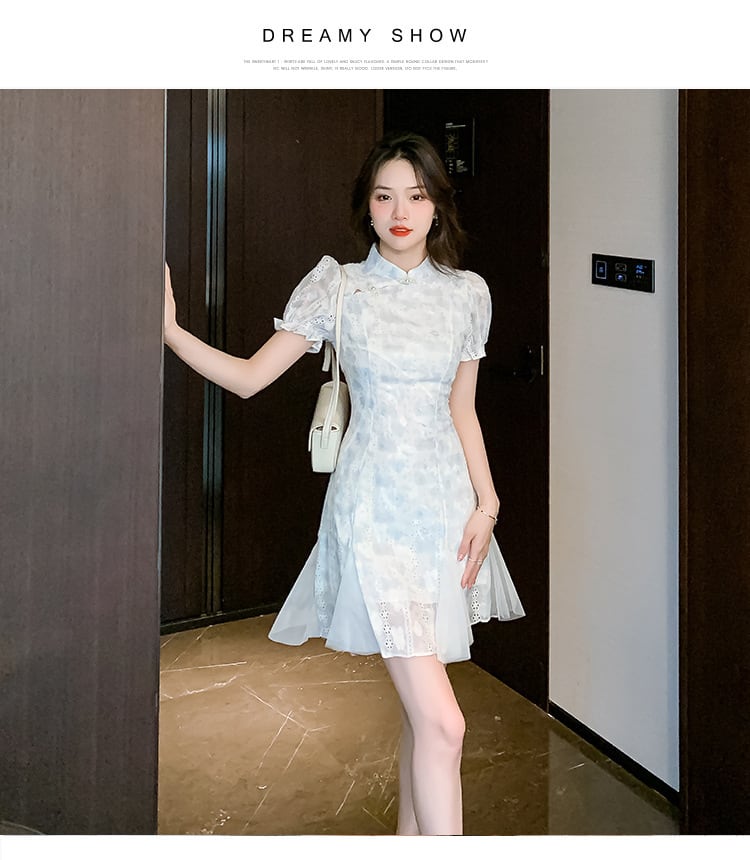 【dress】美人度アップエレガント刺繍デートワンピース　M17127