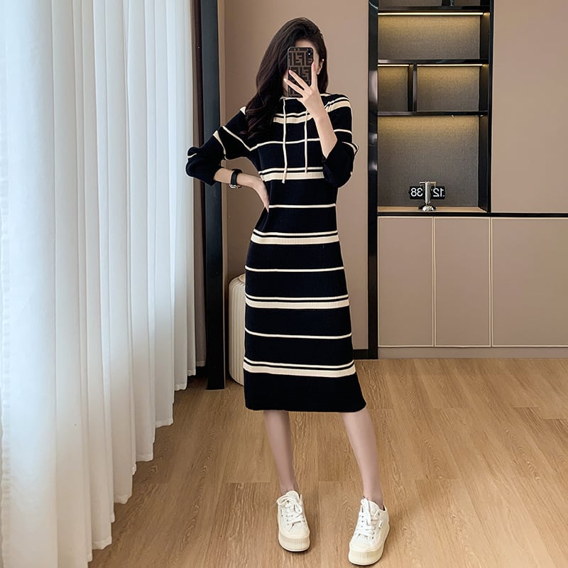 【dress】ボーダー柄ニットワンピース　M17600