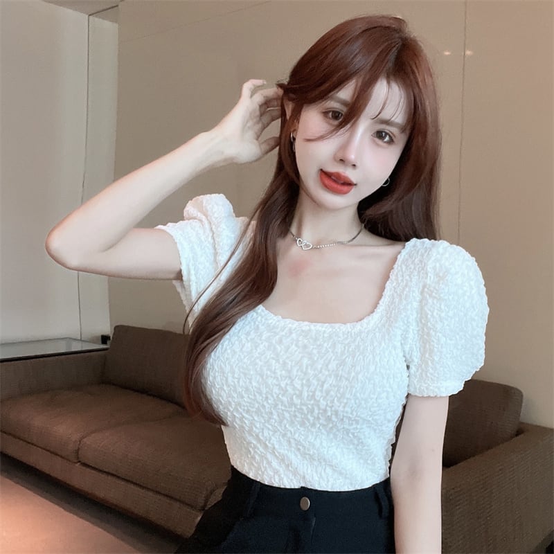 【tops】パフスリーブTシャツ　M25094