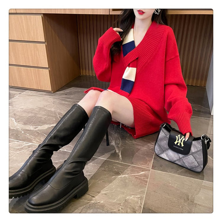 【tops】ドッキングニットセーター　M19326