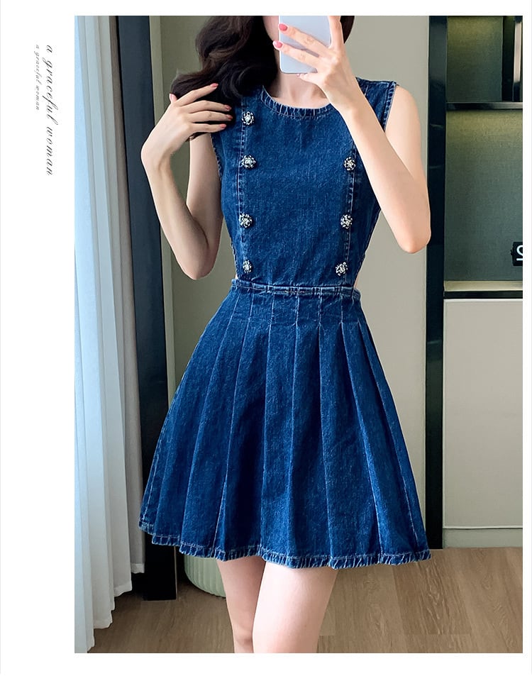 【dress】ノースリーブデニムワンピース　M24160