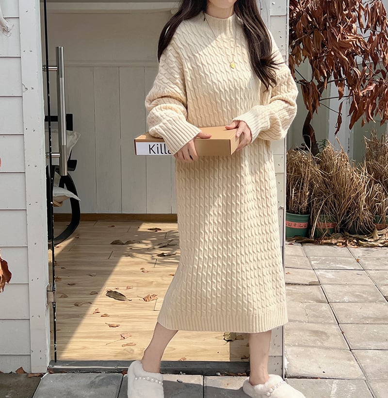 【dress】無地ニットワンピース　M18235