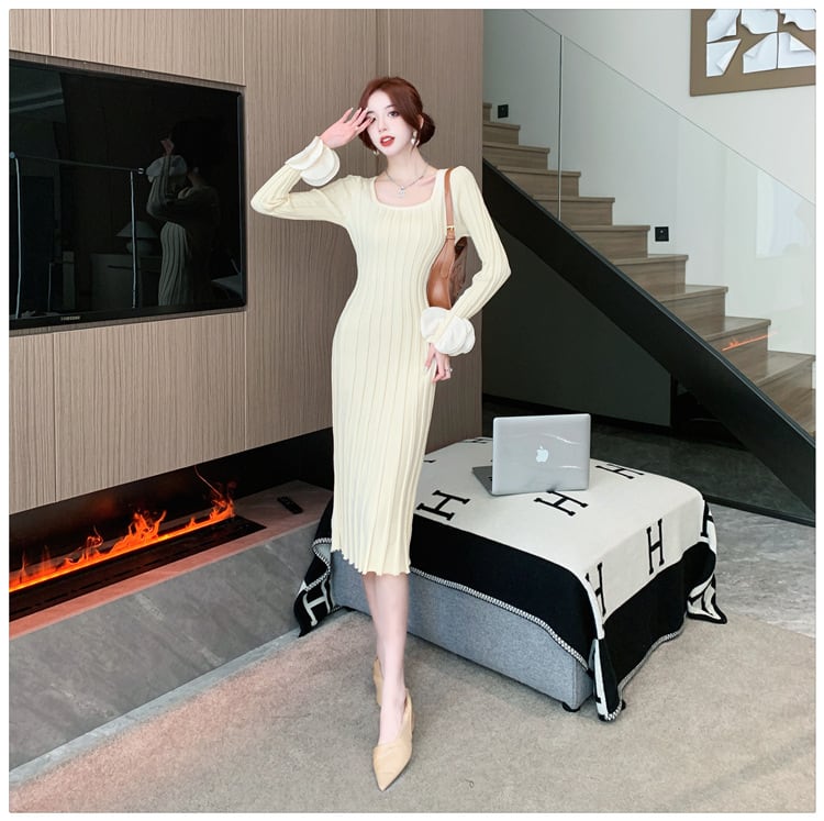 【dress】大人らしい エレガントニットワンピース　M17598