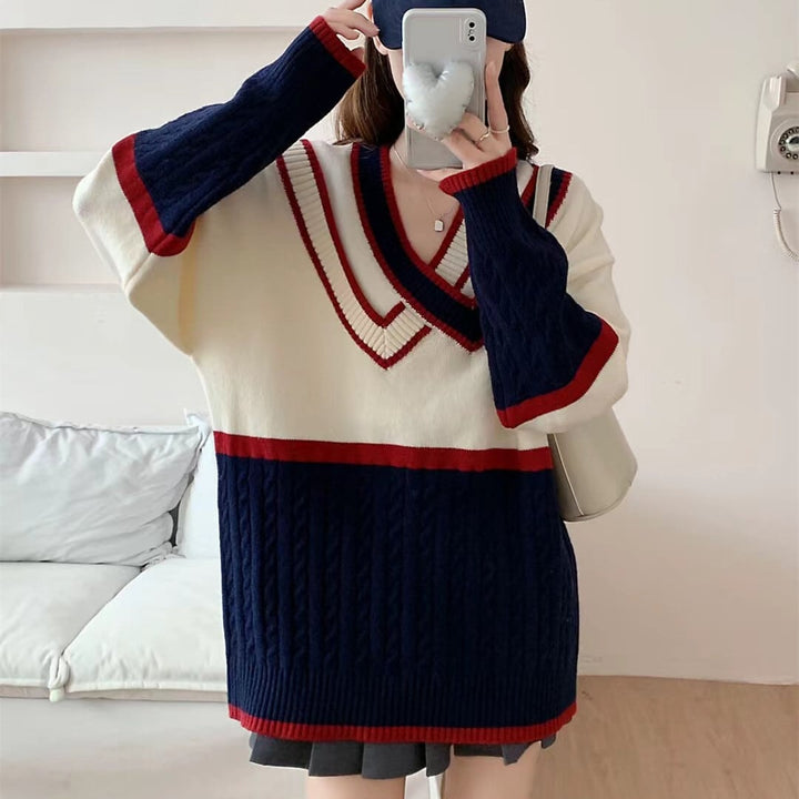 【tops】Vネックニットセーター　M26616