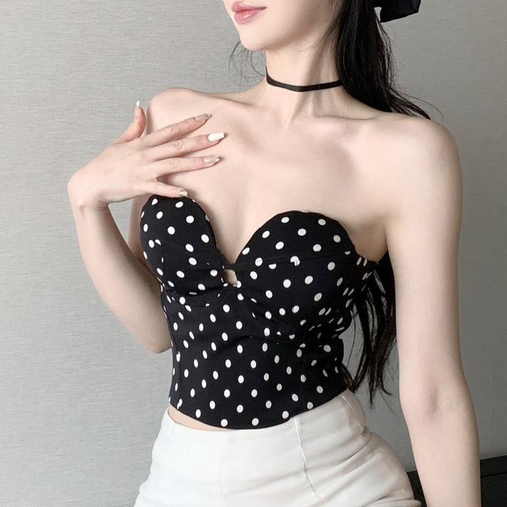 【tops】ドット柄ベアトップ　M24635