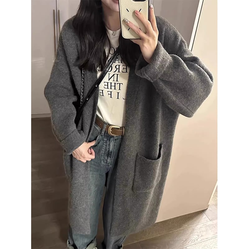 【outer】ロング丈Vネックニットカーディガン　M17734