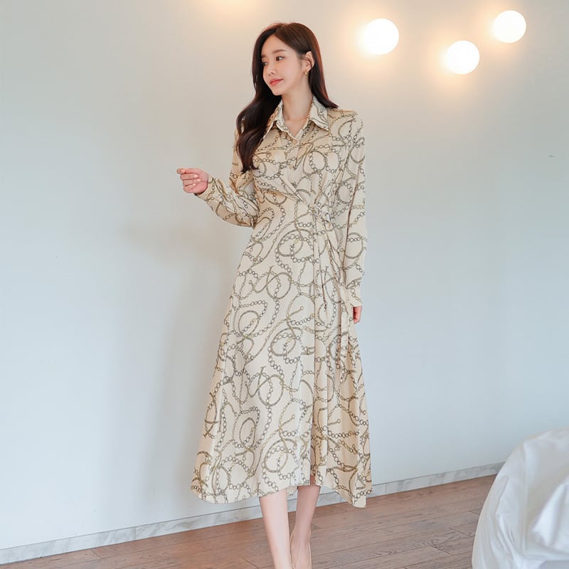【dress】プリントシャツワンピース　M29492