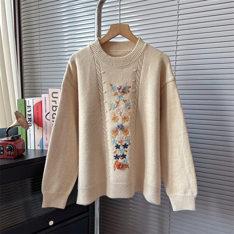 【tops】刺繍ニットセーター　M19101