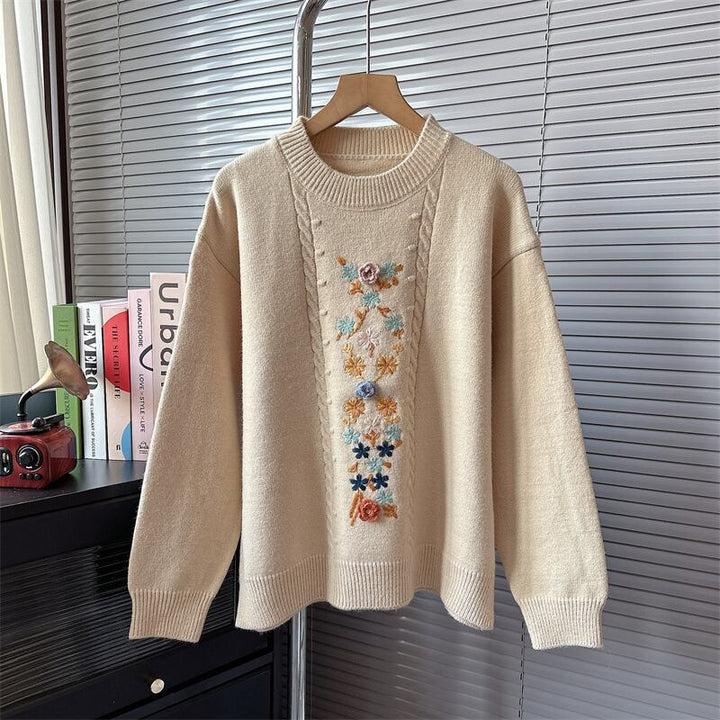 【tops】刺繍ニットセーター　M19101