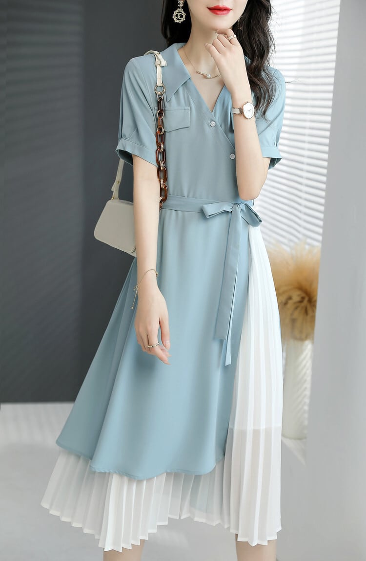 【dress】女子力アップエレガント切り替えシャツワンピース　M16971