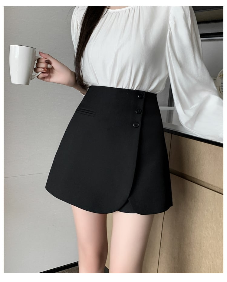 【bottoms】ハイウエストキュロットパンツ　M29034