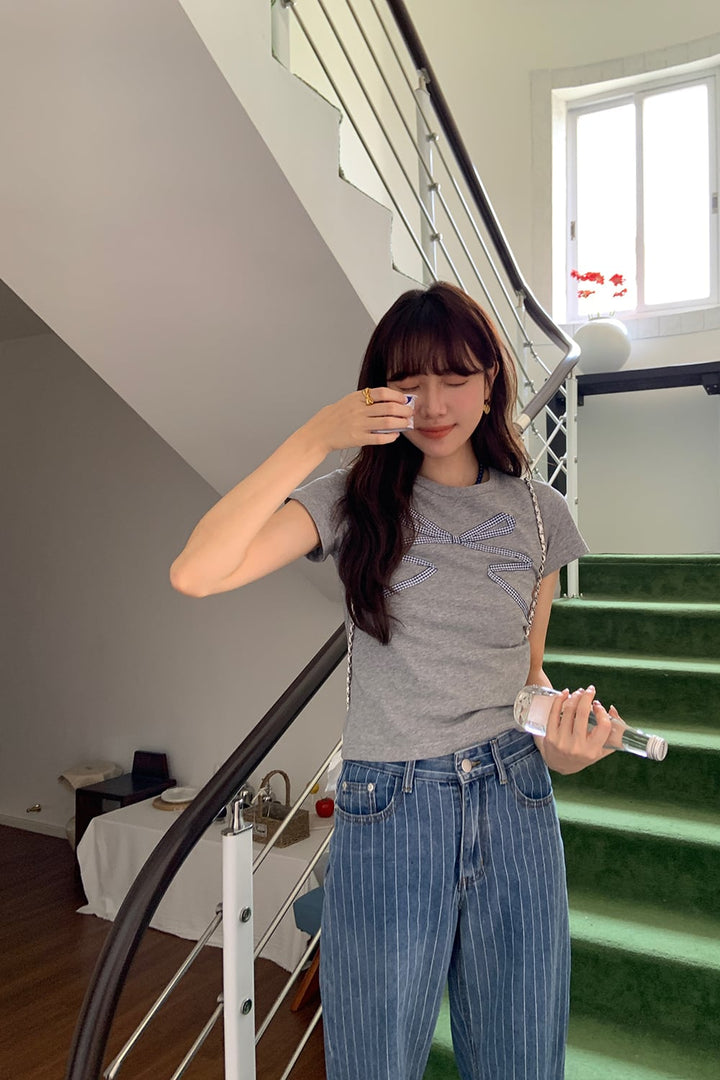 【tops】リボン付きTシャツ　M24988
