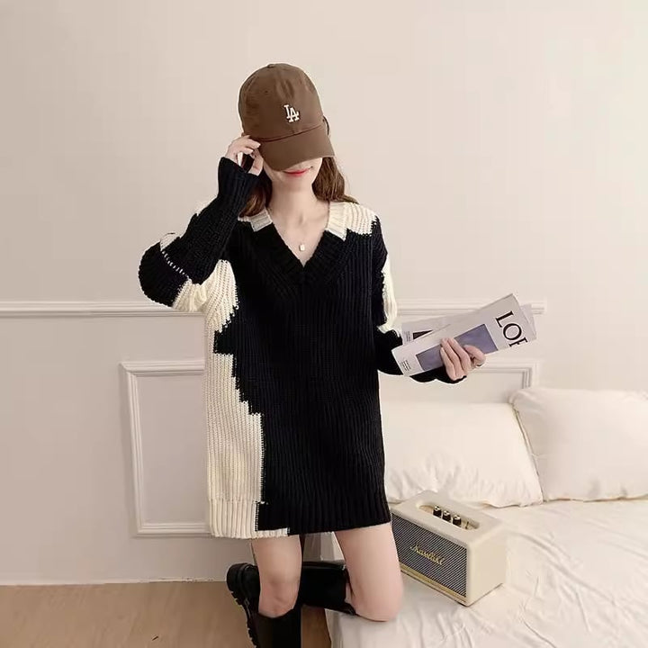【dress】Vネックニットワンピース　M26594