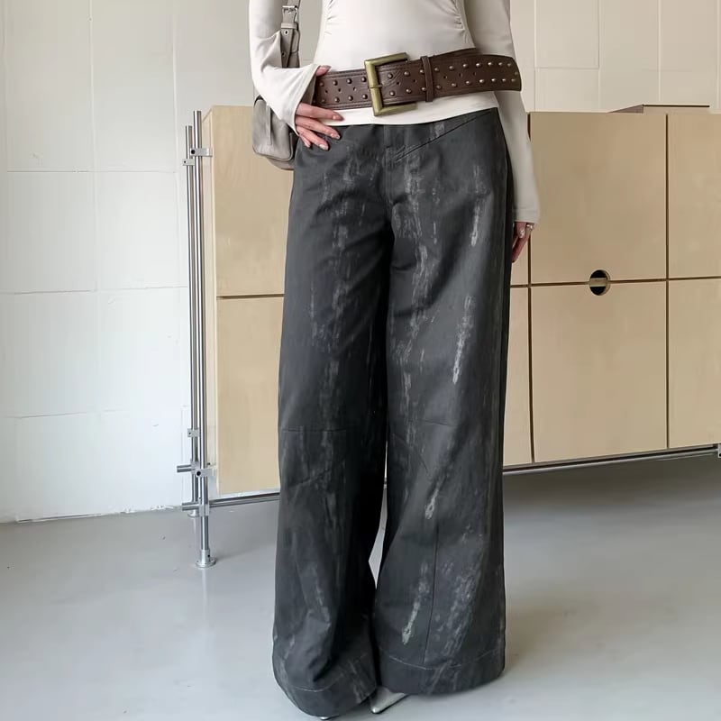 【bottoms】迷彩柄デニムワイドパンツ Q8277