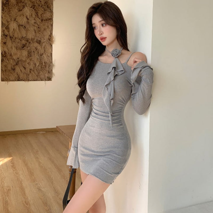 【dress】ワンショルダーミニワンピース Q6913