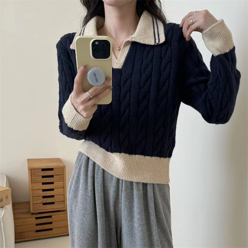 【tops】POLOネックニットセーター　M26591