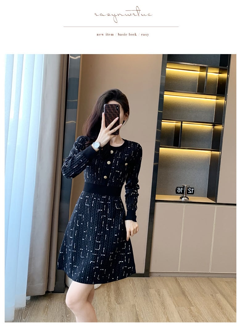 【dress】ボタンデザインニットワンピース　M18257