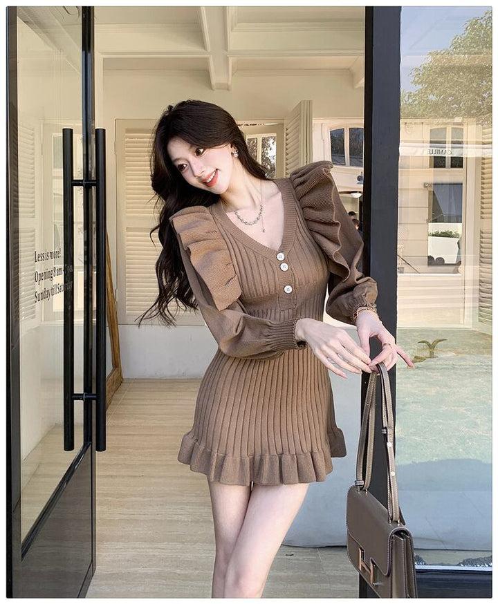【dress】フリルニットワンピース　M28791