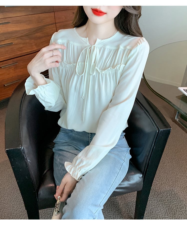【tops】 爽やかな印象スウィートフリルシャツトップス　M17247