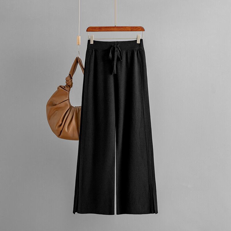 【bottoms】スリットニットワイドパンツ　M18416
