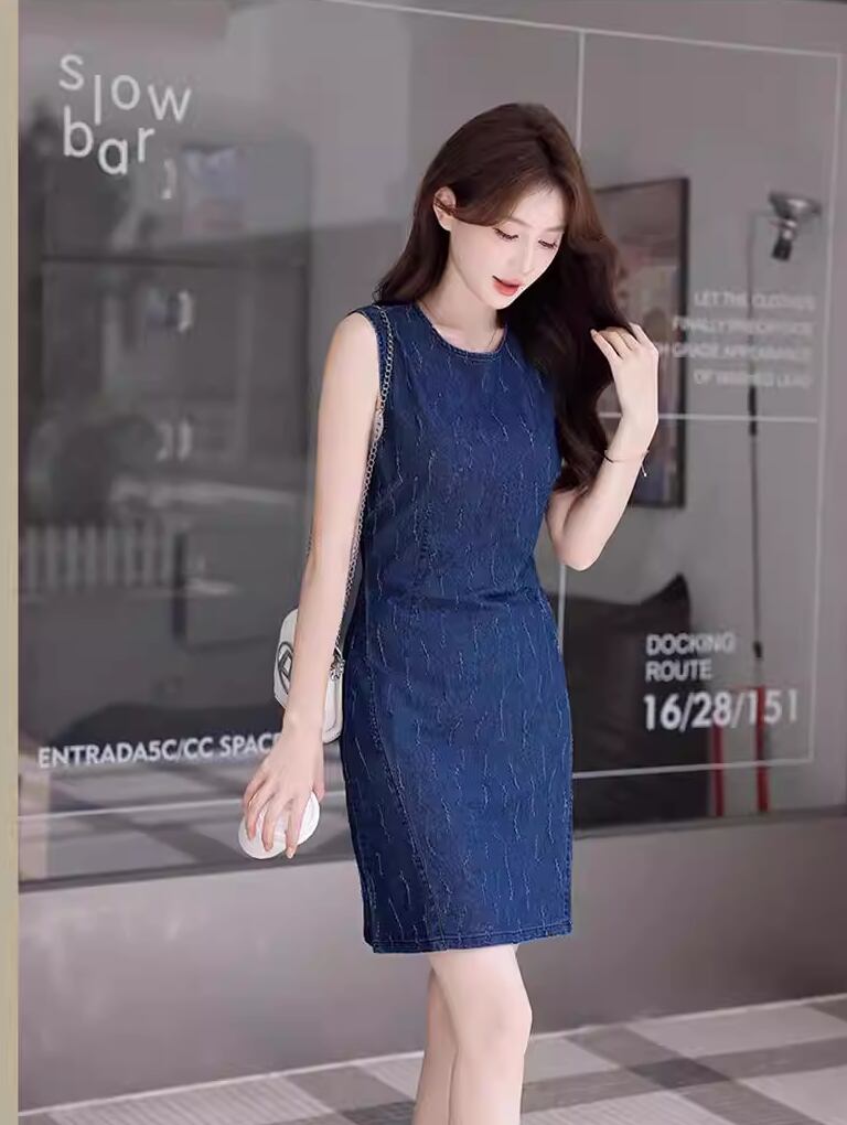 【dress】デニムベストワンピース Q8418
