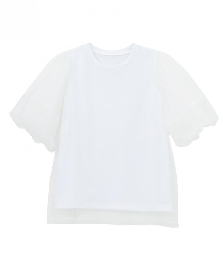 【tops】チュールコンビTシャツ　M30196