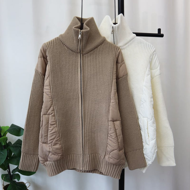 【outer】ファスナー切り替えニットカーデ　M26293