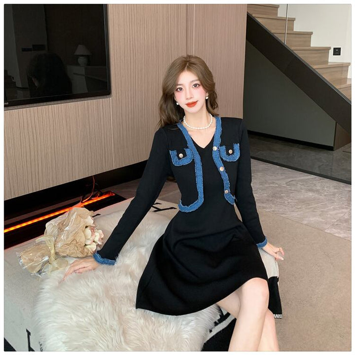 【dress】ドッキングニットワンピース　M18359