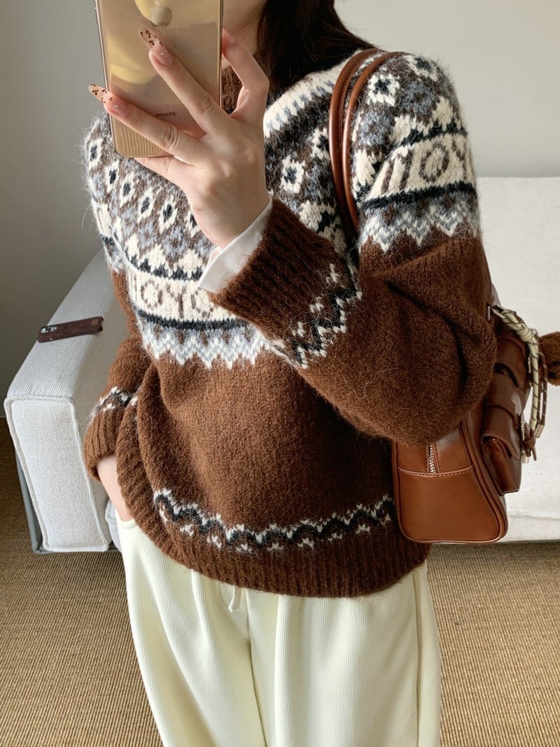 【tops】ジャカードニットセーター　M28646