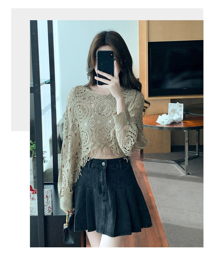 【tops】優しい雰囲気カットワークレーストップス　M17665