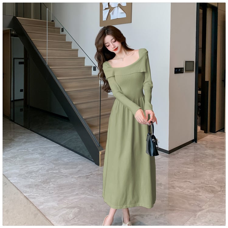 【dress】無地ニットワンピース　M17975